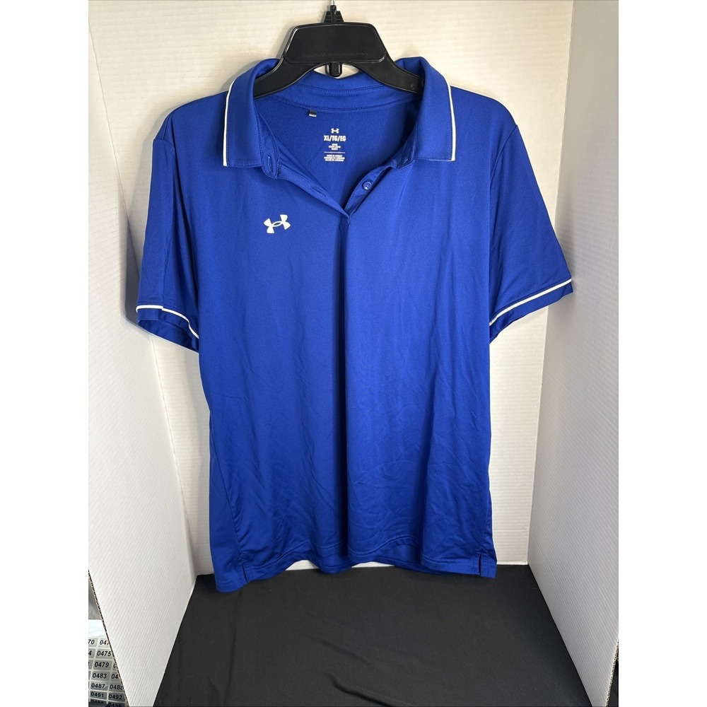 UNDER ARMOUR Womens Size XLarge Blue Loose Fit HeatGear Active Collared Shirt
